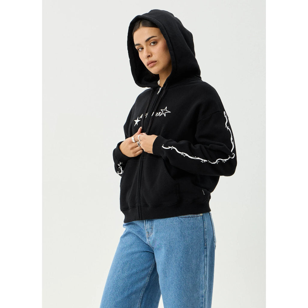 Afends Terra Zip Hood - Black | Shop Afends womens clothing online with Pavement Skate Store with free Aotearoa NZ shipping over $100*!