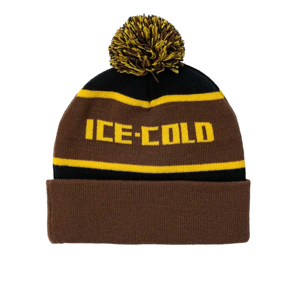 Anti Hero Ice Cold Pom Beanie - Black/Brown/Gold | Shop Anti Hero online with Pavement Skate Store with free Aotearoa NZ shipping over $100*!