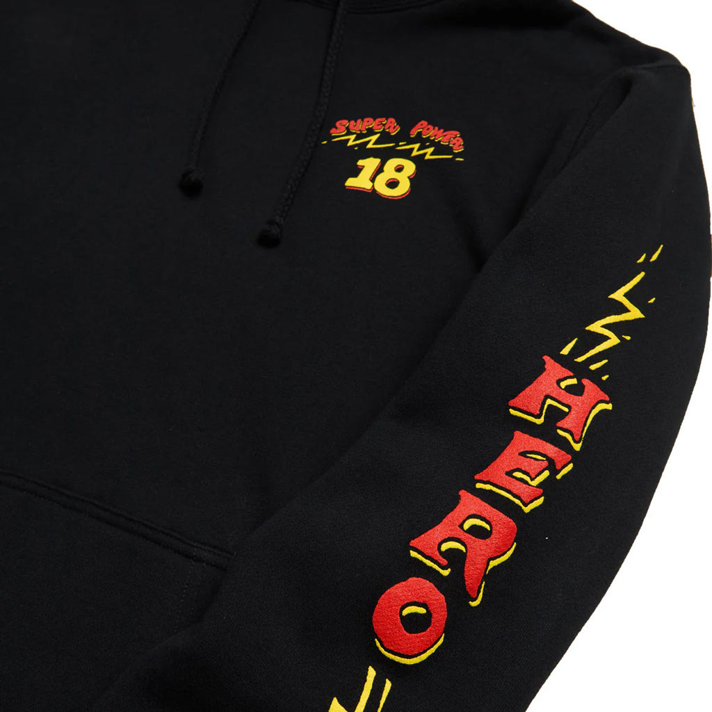 Anti Hero Superpower18 Hoody - Black. Free Aotearoa NZ shipping over $100* when you order Anti Hero skateboards and clothing online with Pavement Skate Store!