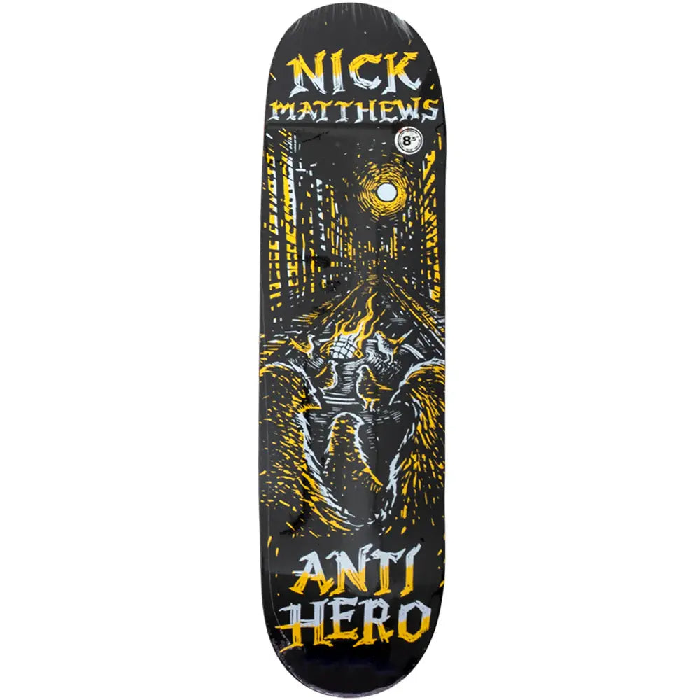 Anti Hero Nick Matthews Fireside 8.5" Skateboard Deck | Shop skateboards online with Pavement Skate Store with free Aotearoa NZ shipping over $100*!