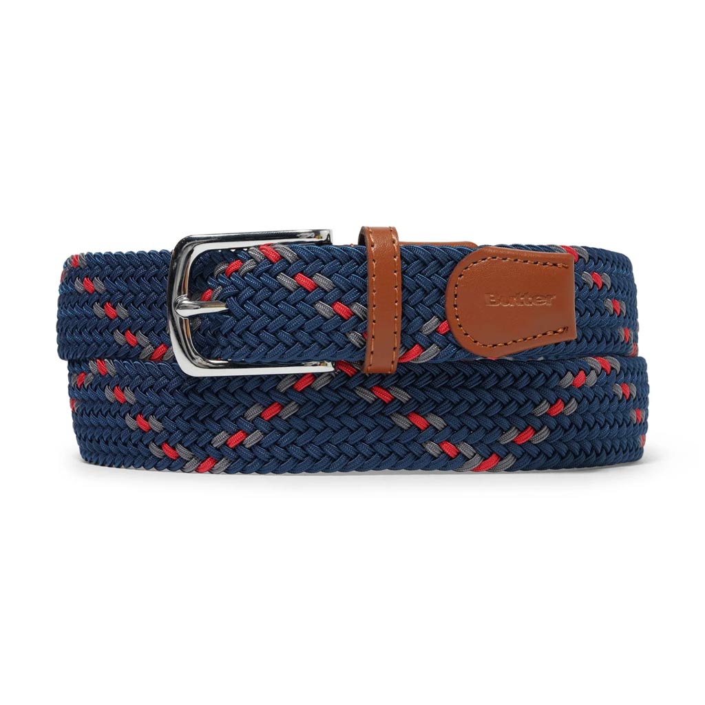 Check out the Butter Goods Braided Belt in Navy/Red/Grey from Pavement Skate Shop! Order online and get free shipping on orders over $100*
