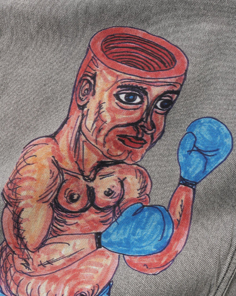 Butter Goods X Daniel Johnston Boxing Denim Jeans in Washed Grey | Shop Butter clothing online with Pavement Skate Store - Free Aotearoa NZ shipping over $100*