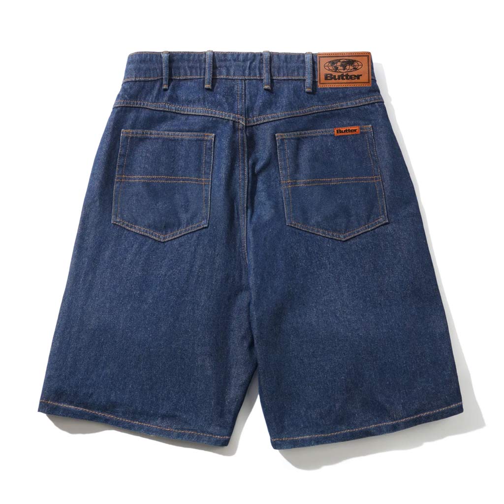 Butter Goods Baggy Denim Shorts - Dark Indigo | Shop Butter Goods online with Pavement Skate Store and enjoy free Aotearoa shipping on orders over $100*!