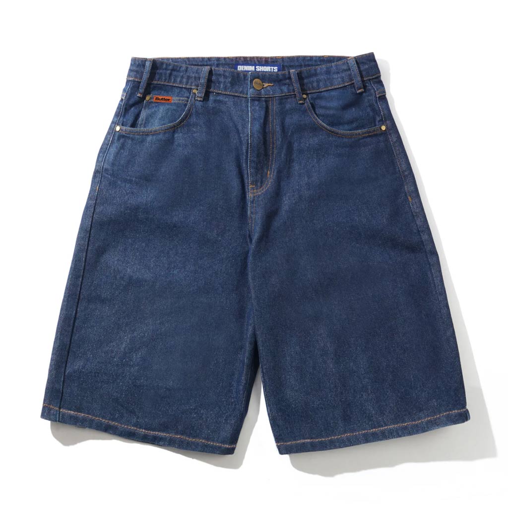 Butter Goods Baggy Denim Shorts - Dark Indigo | Shop Butter Goods online with Pavement Skate Store and enjoy free Aotearoa shipping on orders over $100*!