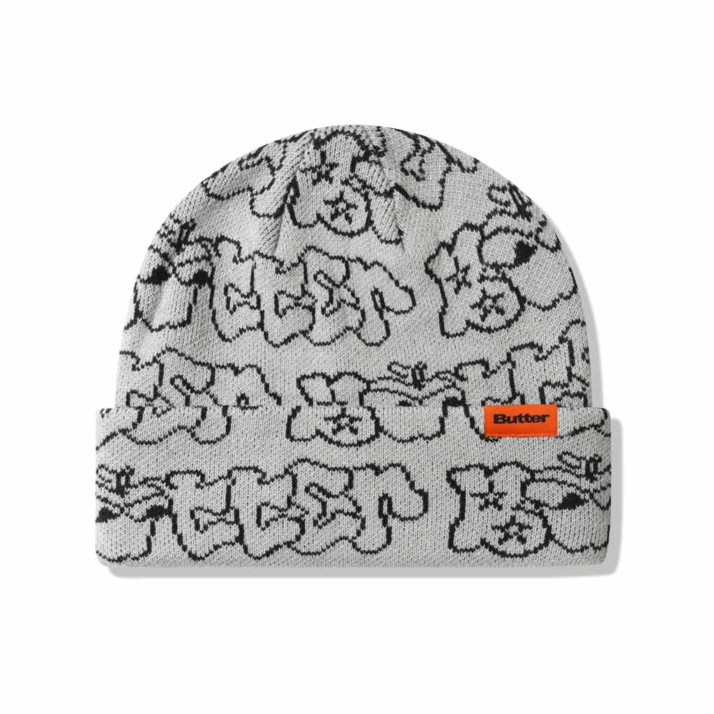 Butter Goods Big Apple Cuff Beanie - Grey. Regular cut acrylic fold beanie. All over jacquard graphic. Woven label on cuff. Shop Butter Goods online with Pavement, Dunedin's independent skate store, since 2009. Free New Zealand shipping over $150. Same day Dunedin delivery before 3. Easy returns.