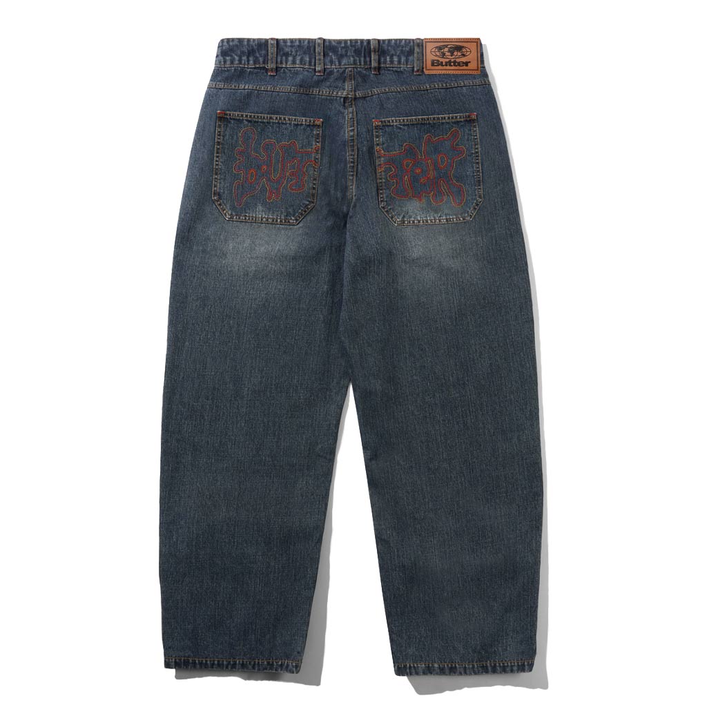 Butter Goods Blotch Denim Jeans in Streaky Navy | Shop all new Butter Goods online with Pavement with free Aotearoa shipping on orders over $100*