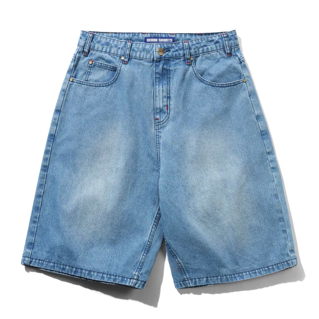 Butter Goods Blotch Denim Shorts in Streaky Blue | Shop all new Butter Goods online with Pavement with free Aotearoa shipping on orders over $100*
