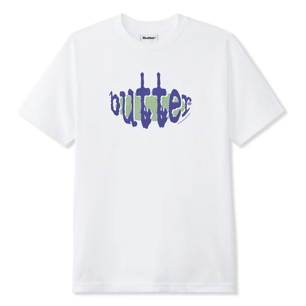 Butter Goods Frenzy Tee - White. 6.5 (220 gsm) 100% Cotton T-Shirt. Screen print on front. Shop Butter Goods premium streetwear clothing online with Dunedin's independent skate store, Pavement. Free New Zealand shipping over $150 - Same day Dunedin delivery - Easy returns.