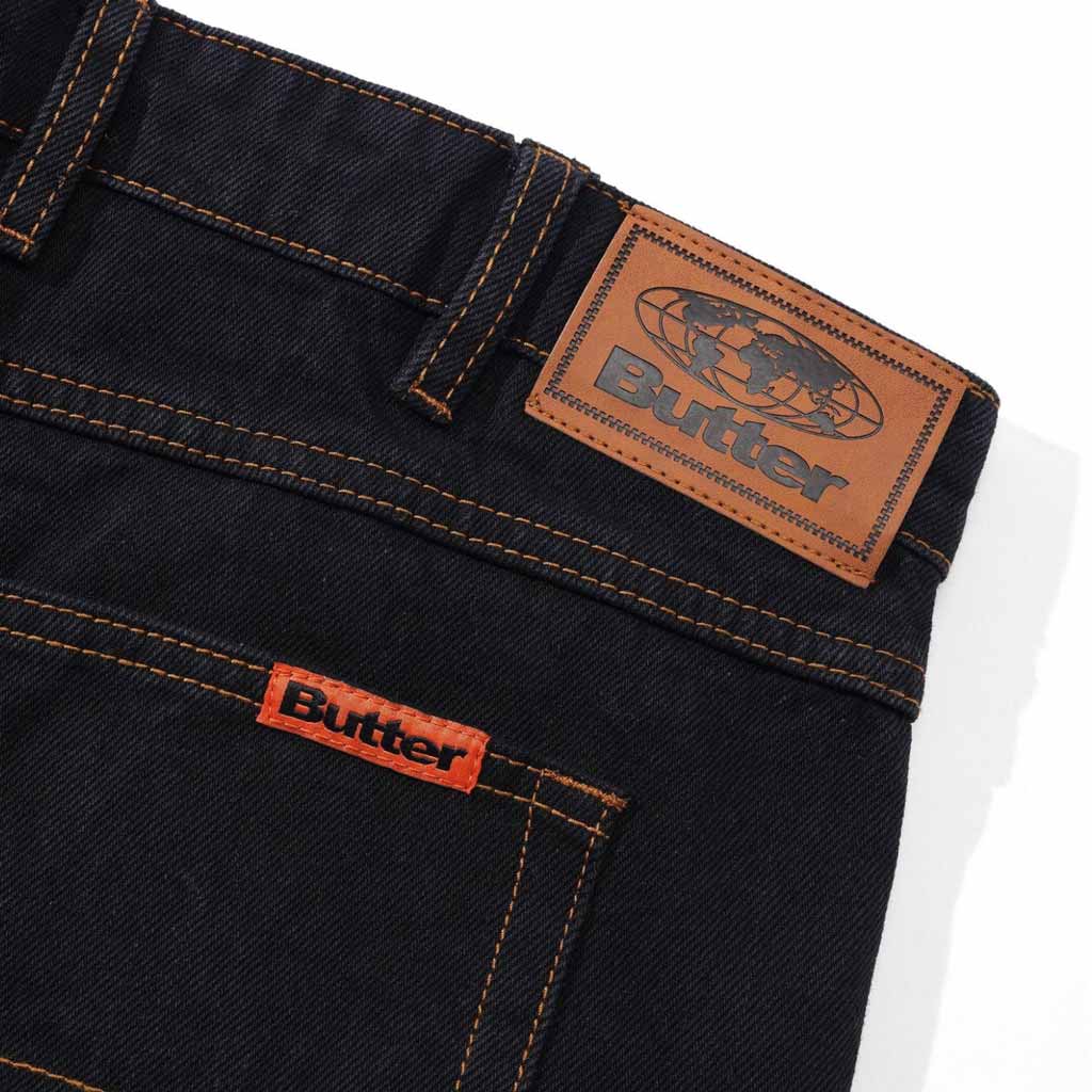 Butter Goods Relaxed Denim Jeans in Washed Black. Shop premium Butter Goods clothing online with Pavement Skate Store. Free Aotearoa NZ shipping over $100*