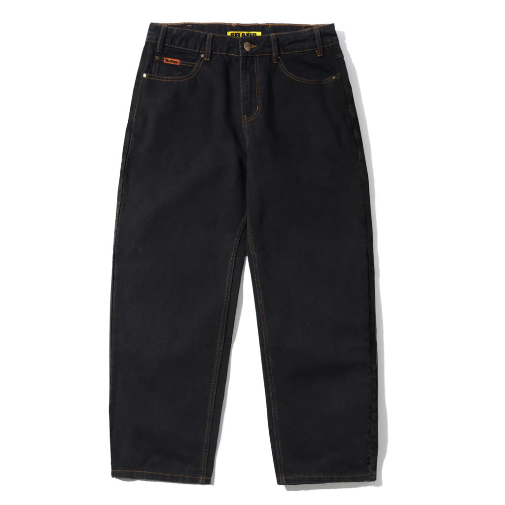 Butter Goods Relaxed Denim Jeans in Washed Black. Shop premium Butter Goods clothing online with Pavement Skate Store. Free Aotearoa NZ shipping over $100*