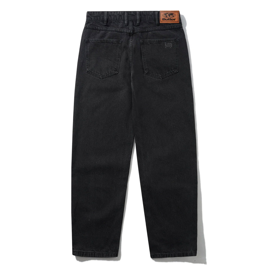Butter Goods Straight Leg Denim Jeans - Washed Black | Shop Butter Goods online with Pavement Skate Store and enjoy free Aotearoa shipping on orders over $100*!