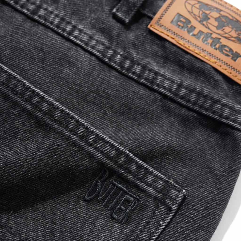 Butter Goods Straight Leg Denim Jeans - Washed Black | Shop Butter Goods online with Pavement Skate Store and enjoy free Aotearoa shipping on orders over $100*!