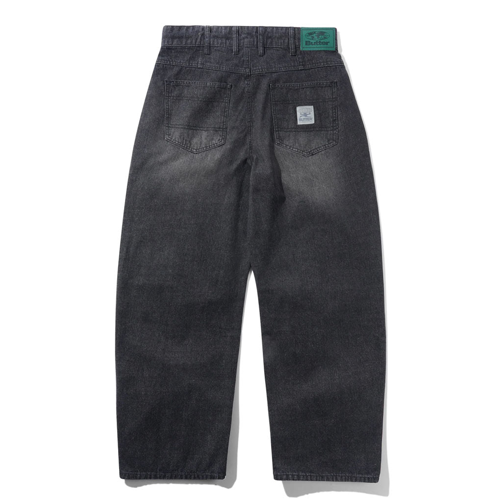 Butter Goods Wide Cut Denim Jeans in Streaky Black Wash | Shop all new Butter Goods online with Pavement with free Aotearoa shipping on orders over $100*