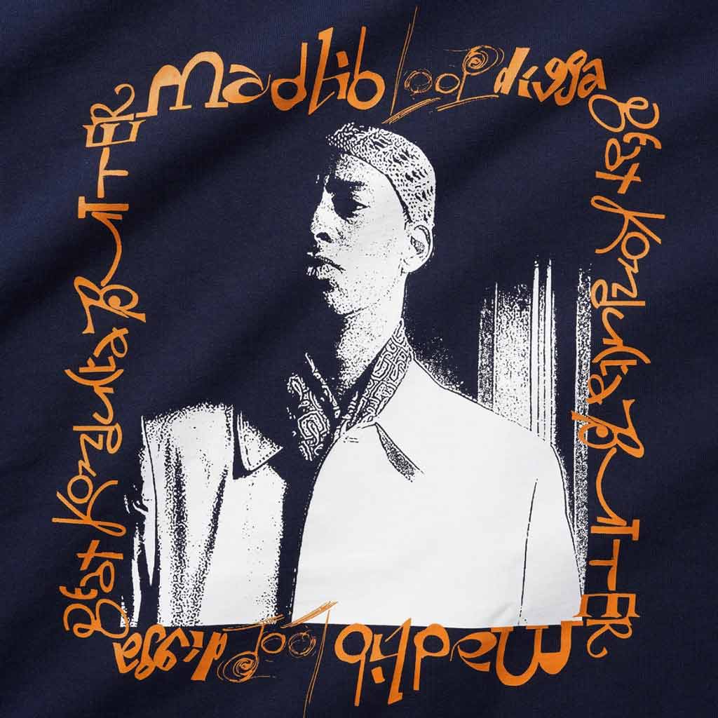 Butter X Madlib Loop Digga Tee in Navy | Shop Butter Goods clothing online with Pavement Skate Store with free Aotearoa NZ shipping over $100*!