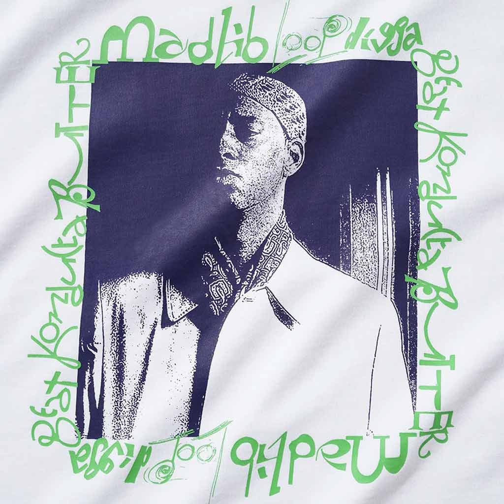 Butter X Madlib Loop Digga Tee in White | Shop Butter Goods clothing online with Pavement Skate Store with free Aotearoa NZ shipping over $100*!