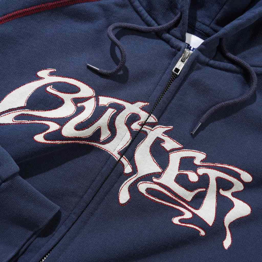 Butter Goods Drummer Zip-Thru Hood - Washed Navy | Shop Butter Goods clothing online with Pavement Skate Store with free Aotearoa NZ shipping over $100*!