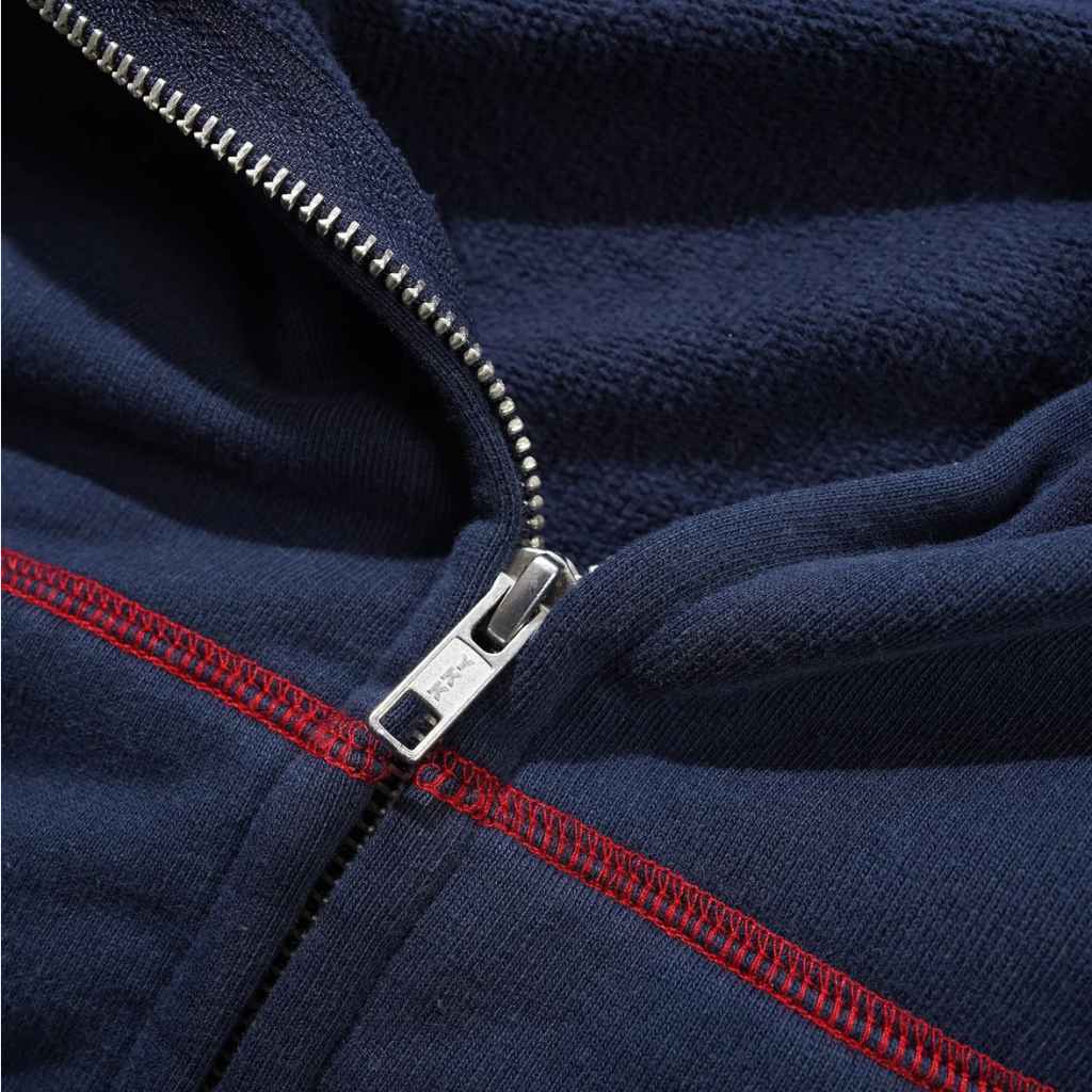 Butter Goods Drummer Zip-Thru Hood - Washed Navy | Shop Butter Goods clothing online with Pavement Skate Store with free Aotearoa NZ shipping over $100*!
