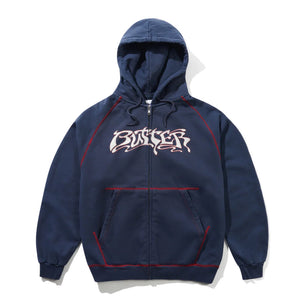 Butter Goods Drummer Zip-Thru Hood - Washed Navy | Shop Butter Goods clothing online with Pavement Skate Store with free Aotearoa NZ shipping over $100*!
