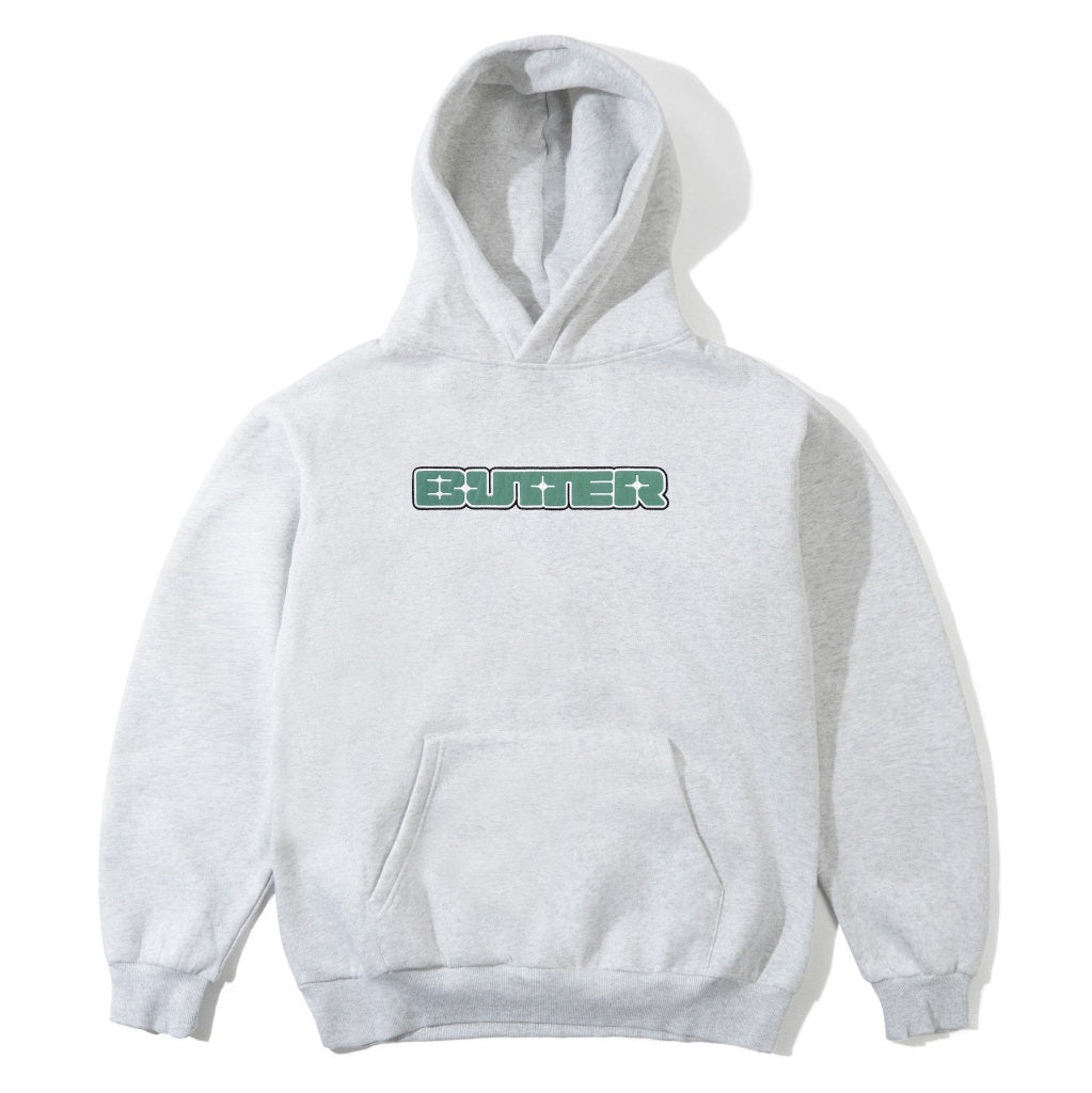 Butter Goods Glint Nylon Applique Pullover Hood in Ash | Shop Butter Goods clothing online with Pavement Skate Store with free Aotearoa NZ shipping over $100*!