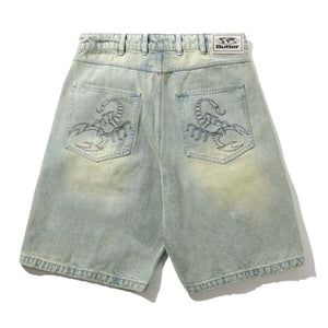 Butter Scorpion Stitch Denim Shorts in Tinted Light Blue | Shop Butter Goods clothing online with Pavement Skate Store with free Aotearoa NZ shipping over $100*
