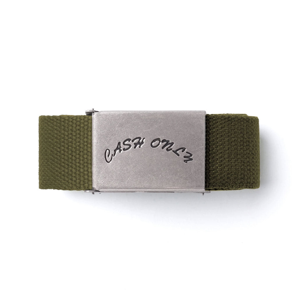 Cash Only Logo Belt - Green. Shop Cash Only online with Pavement Skate Store and receive free Aotearoa NZ shipping over $100*