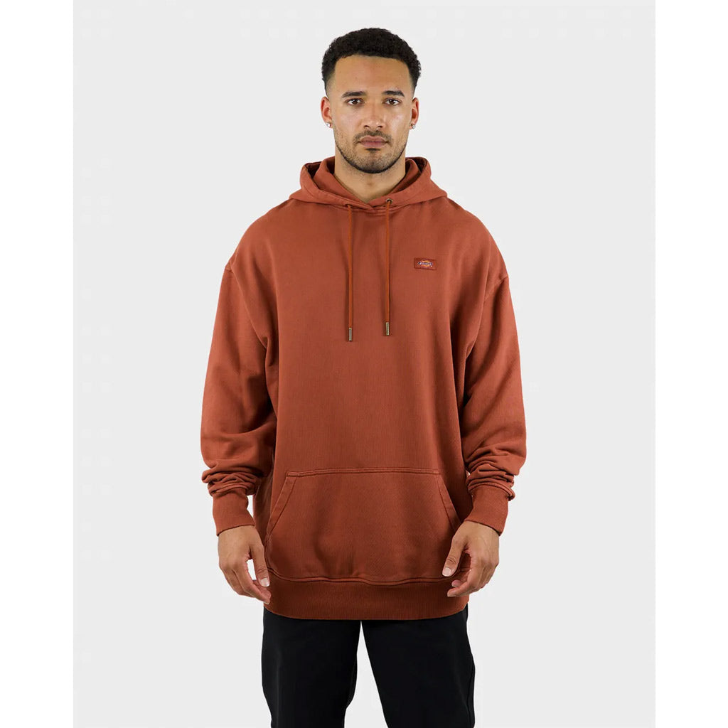Dickies Classic Label Heavyweight Oversized Box Fit Hoody - Washed Dark Brick. Dickies Heavyweight Fleece: 400gsm 100% Cotton Brushed Fleece Heavyweight Fleece. Ribbed neck and sleeve opening. Dickies woven label. Shop Dickies online with Pavement and enjoy free NZ shipping over $150.