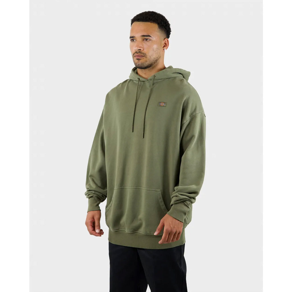 DICKIES CLASSIC LABEL HEAVYWEIGHT OVERSIZED BOX FIT HOODY - WASHED DARK KHAKI