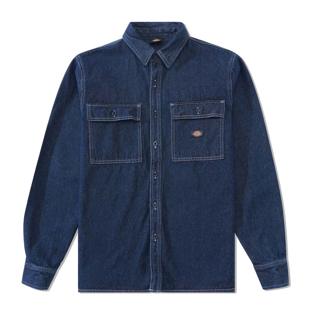 Dickies Jacinto Denim L/S Shirt Jacket - Rinsed Indigo. Mid-weight Denim: 11.7-12oz 100% Cotton Denim. Product Code: DM124-BS24. Shop Dickies men's denim shirts online with Pavement skate store, Dunedin's independent since 2009. Free NZ shipping over $150, same day Dunedin delivery. Easy returns.