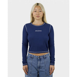 Dickies Tilden L/S Rib Baby Tee - Royal Blue. 300gsm 94% Viscose 6% Elastane. 2X2 Rib Knit. The Tilden baby tee is crafted with a fitted, slightly cropped design, contrast details, long sleeves, and a soft, comfortable ribbed knit construction with our classic logo printed on the chest. Product Code: DW124-LS01