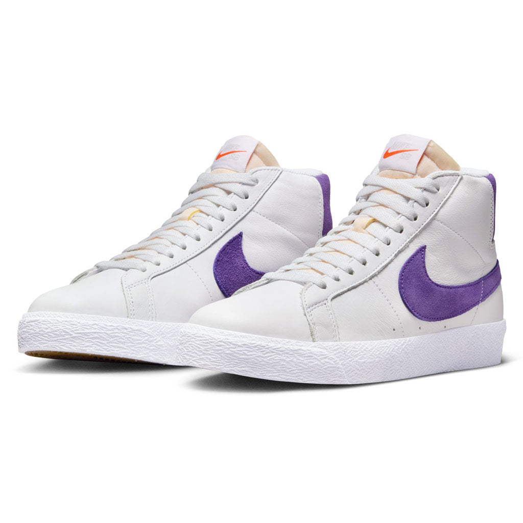 Nike SB Blazer Mid ISO  - White/Court Purple. Made only for skate shops, the Nike SB “Orange Label”. Premium buttery leather upper and featuring Zoom Air cushioning. Product code - DZ4949-100. Shop the latest release from Nike SB with free NZ shipping over $100. Afterpay and Laybuy. Pavement skate store, Dunedin.