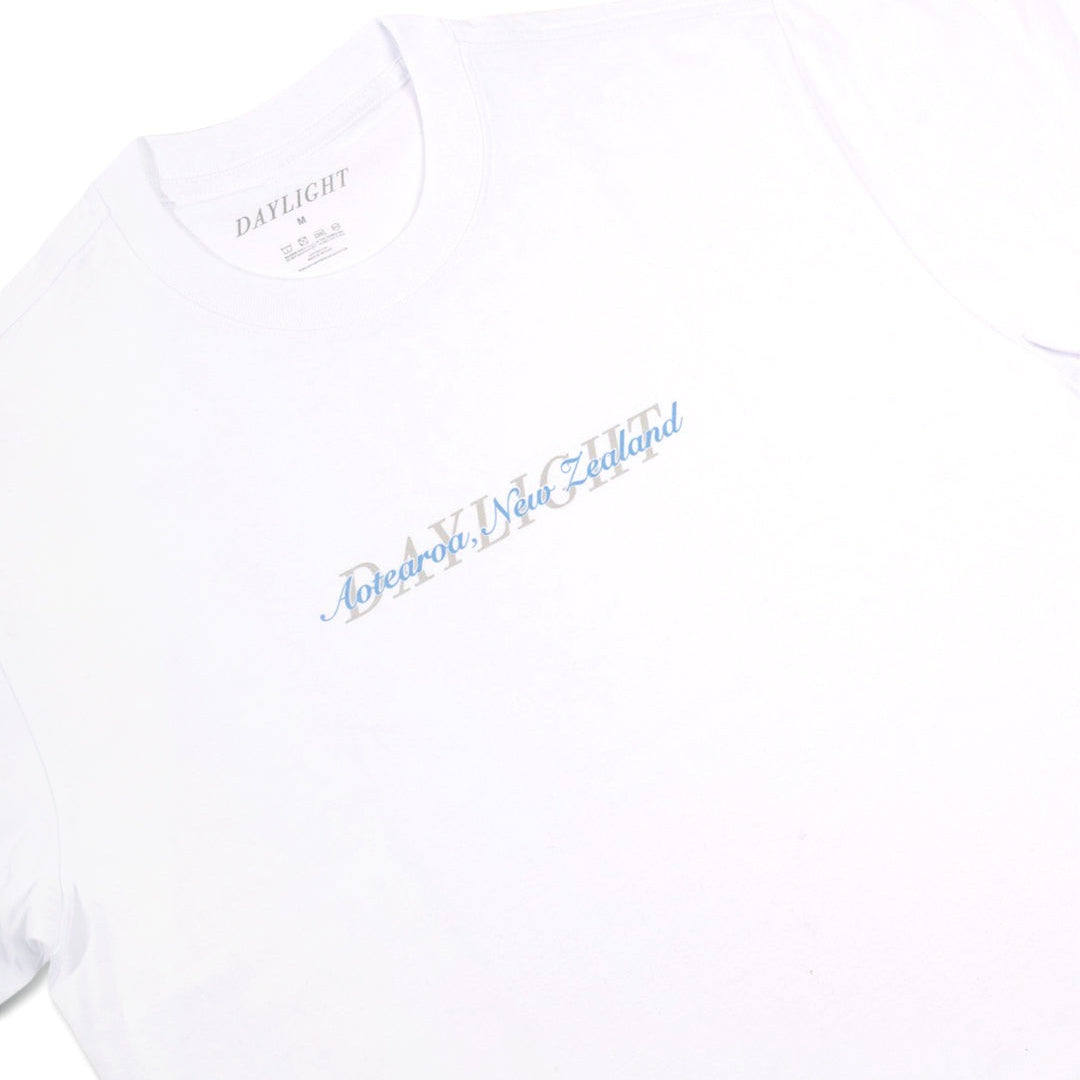 Daylight Aotearoa Tee in White/Cloud/Sky | Shop Daylight Skateboards online with Pavemetn Skate Store with free Aotearoa NZ shipping on orders over $100!