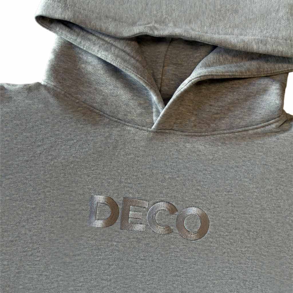 Deco Forever Embroidered Hoodie in Concrete Grey | Free Aotearoa NZ shipping on Deco Skatebaords orders with Pavement Skate Store over $100*!