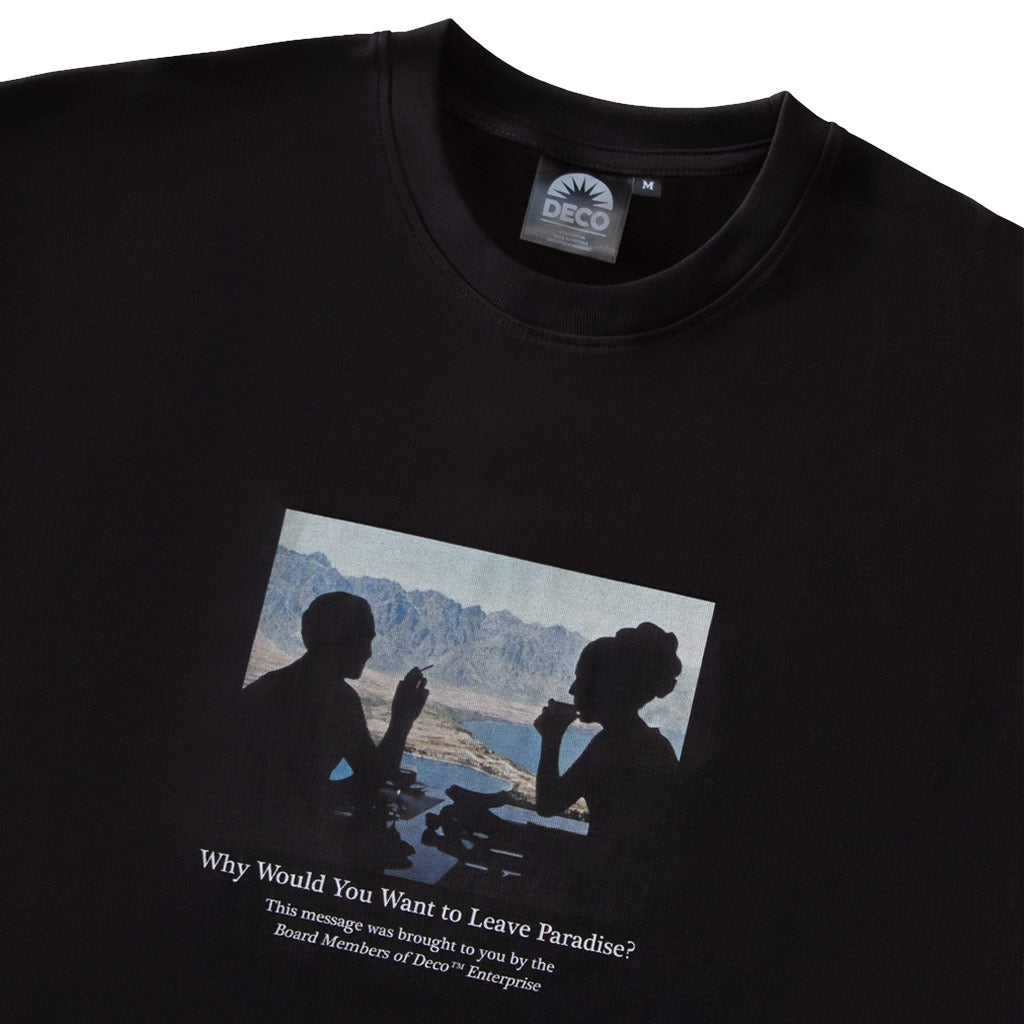 Deco From Paradise Tee in Black | Free Aotearoa NZ shipping on Deco Skatebaords orders with Pavement Skate Store over $100*!