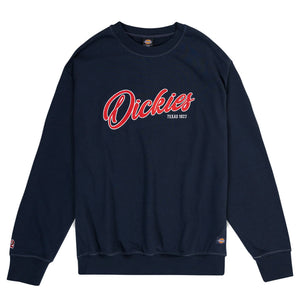 Dickies Arlington Oversized Fit Sweater - Dark Navy. Dickies 100% Cotton. Regular fit crew neck sweater features Dickies Arlington artwork. Shop Dickies clothing online with Dunedin's independent skate store, PAVEMENT. Free NZ shipping over $150 - Same day Dunedin delivery - Easy returns.