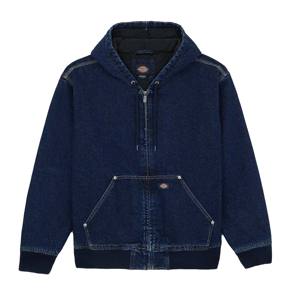 Dickies Denim Full Zip Hoodie Jacket in Dark Indigo | Free Aotearoa NZ shipping over $100* when you buy Dickies online with Pavement Skate Store.