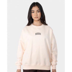 Dickies Longview Mini Drop Shoulder Crew - Peach. 440gsm 75% Cotton 25% Polyester Brushed Fleece. Women's Dickies Longview Mini crew neck sweater featuring a drop shoulder and embroidery. Product Code: DW123-CR01. Enjoy free NZ shipping on your Dickies order over $100 with Pavement, Dunedin's independent skate store.
