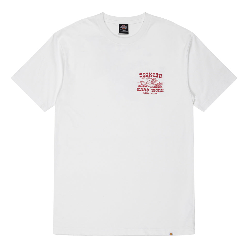 Dickies Motor Service Short Sleeve Tee - White. Classic fit short sleeve tee. 100% cotton. Screen print front and back. DM324-SS03. Shop new seasons Dickies online with Pavement Skate Shop! Free Aotearoa NZ shipping over $100*