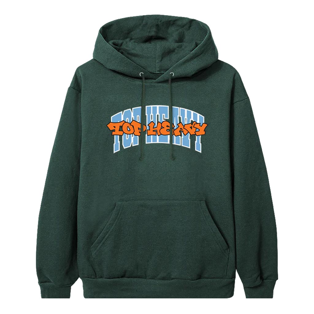 Top Heavy Double Up Hoody - Forest. Shop Top Heavy Entertainment streetwear clothing and accessories online with Pavement Skate Store! Free Aotearoa NZ shipping over $100*