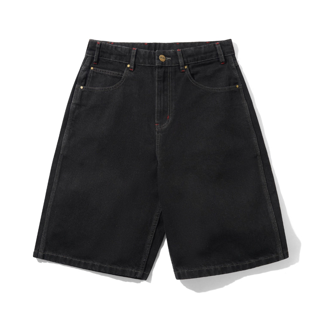 Butter Goods X Daniel Johnston Dragon Denim Shorts - Washed Black | Shop Butter clothing online with Pavement Skate Store - Free Aotearoa NZ shipping over $100*