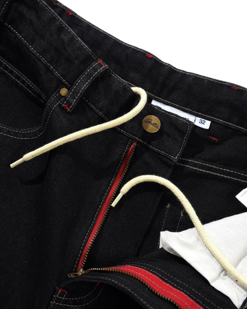 Butter Goods X Daniel Johnston Dragon Denim Shorts - Washed Black | Shop Butter clothing online with Pavement Skate Store - Free Aotearoa NZ shipping over $100*