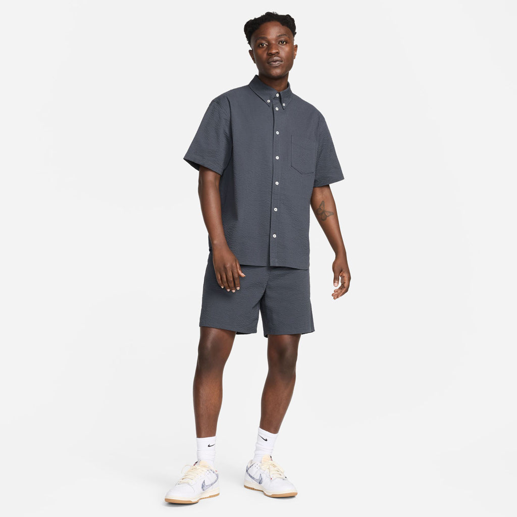 Shop Nike Life S/S Seersucker Button Down Shirt in Anthracite with Pavement Skate Store and enjoy free Aotearoa NZ shipping over $100* when you buy online!