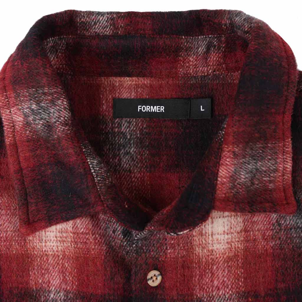 Former Manner Flannel Long Sleeve Shirt - Red | Shop Former premium streetwear online with Pavemet Skate Store. Free Aotearoa NZ shipping on orders over $100*