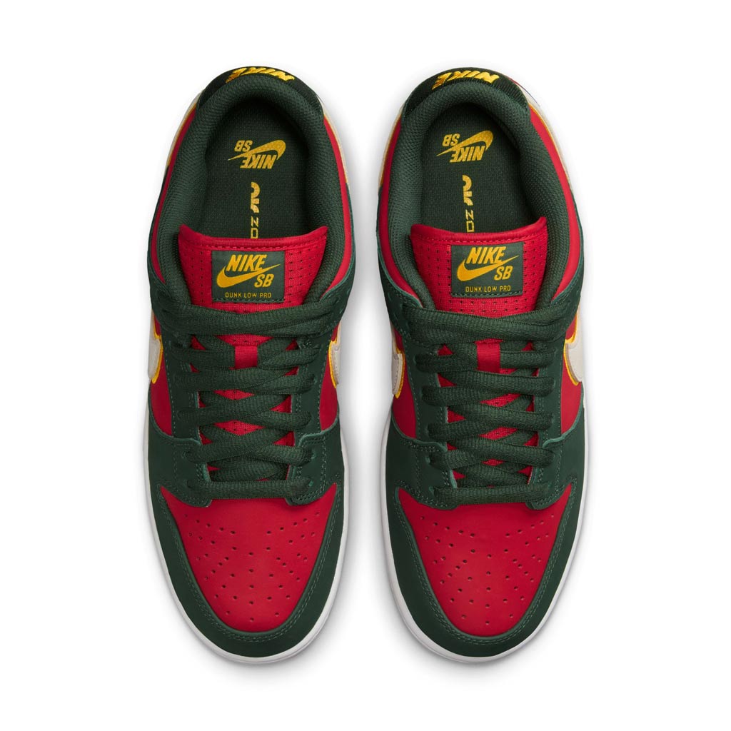 Nike SB Dunk Low Premium Seattle Supersonics Shoe - Fir/White-University Gold-Fire Red. Product code - FZ1287-300. Shop Nike SB skateboarding shoes, clothing and accessories online with Pavement. Free Aotearoa NZ shipping over $100*.