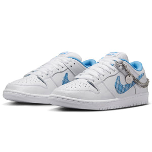 Nike SB Nicole Hause Dunk Low Pro - White/University Blue-White. Playfully off the chain. That's not a paradox, that's Nicole Hause's approach to skateboarding, life and leisure. Style code: FZ8802-100. Free Aotearoa NZ shipping when you order online with Pavement Skate Store.