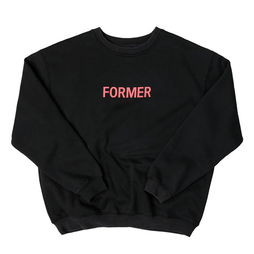 Former Legacy Crew - Black. 80% Cotton / 20% Poly 320Gsm Brushed Fleece. Front Screen Print. Vintage Crew Fit. Shop crewneck sweatshirts from Former, Fucking Awesome, Butter Goods, Pass~Port and Polar Skate Co. Free NZ shipping on orders over $100. Pavement skate shop, Dunedin.