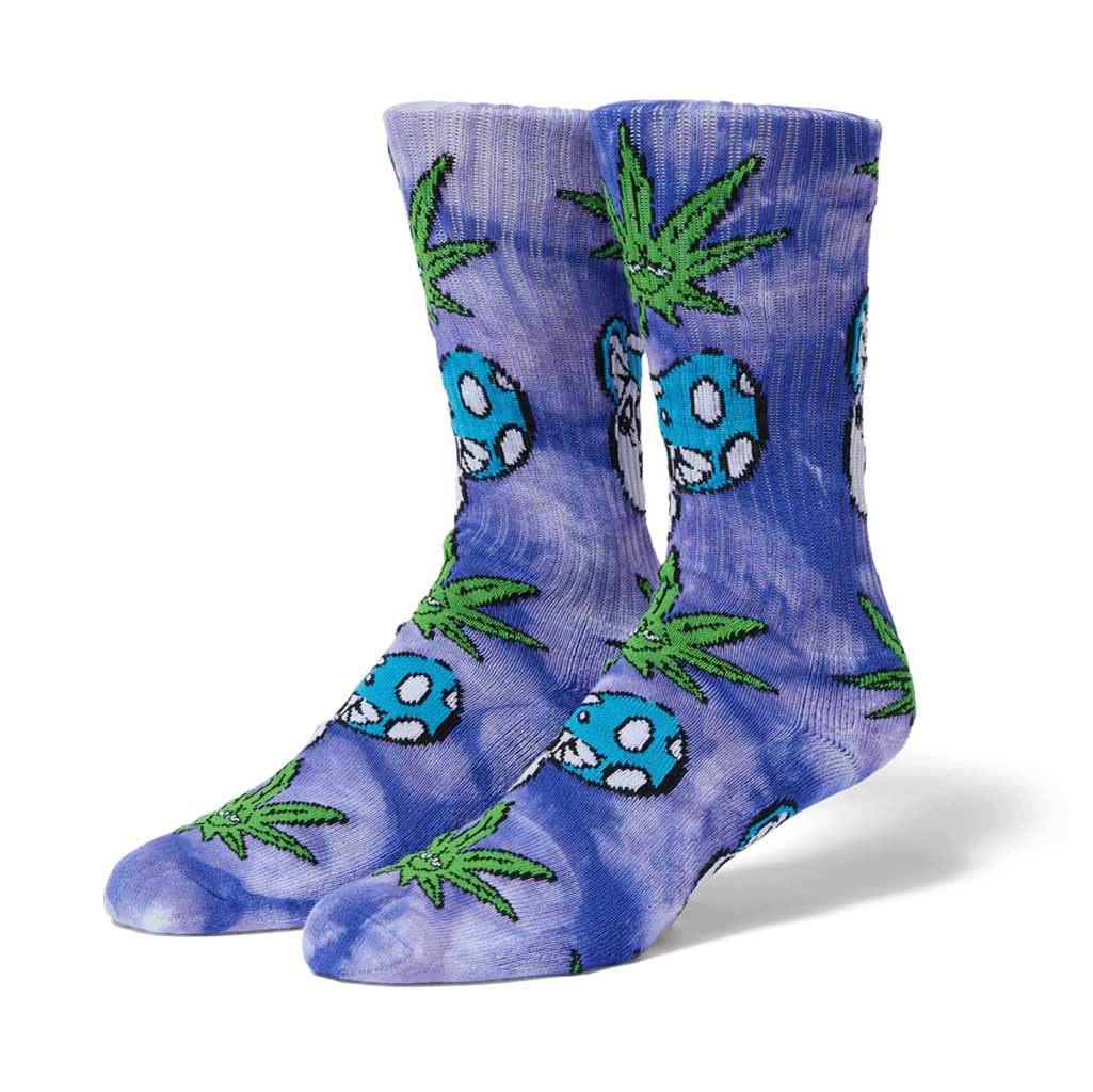 Huf Worldwide Green Buddy Mushroom Tie-dye Socks - Purple. Cotton/poly blend crew-socks. All-over jacquard pattern. Athletic ribbed upper. Cushioned footbed. Reinforced heel and toe. Shop Huf Worldwide online with Pavement Skate Store. Free, fast NZ shipping over $150, same day Dunedin delivery and easy returns. 