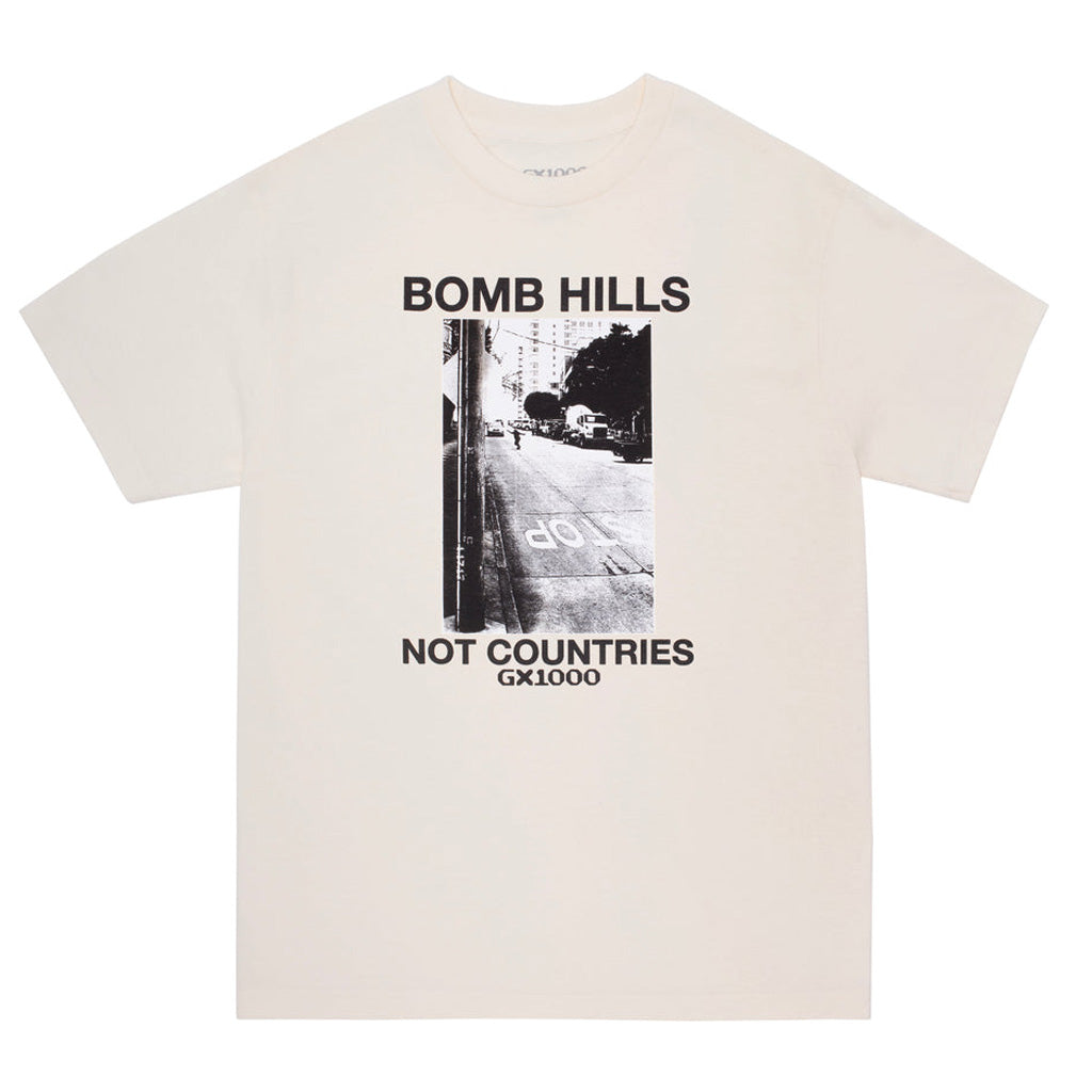GX1000 Bomb Hills Not Countries Tee - Cream. Midweight Tee. 100% Cotton. Shop GX1000 skateboard decks and apparel online with Pavement, Dunedin's independent skate store since 2009. Enjoy free NZ shipping over $150 - Same day Dunedin delivery and easy returns.