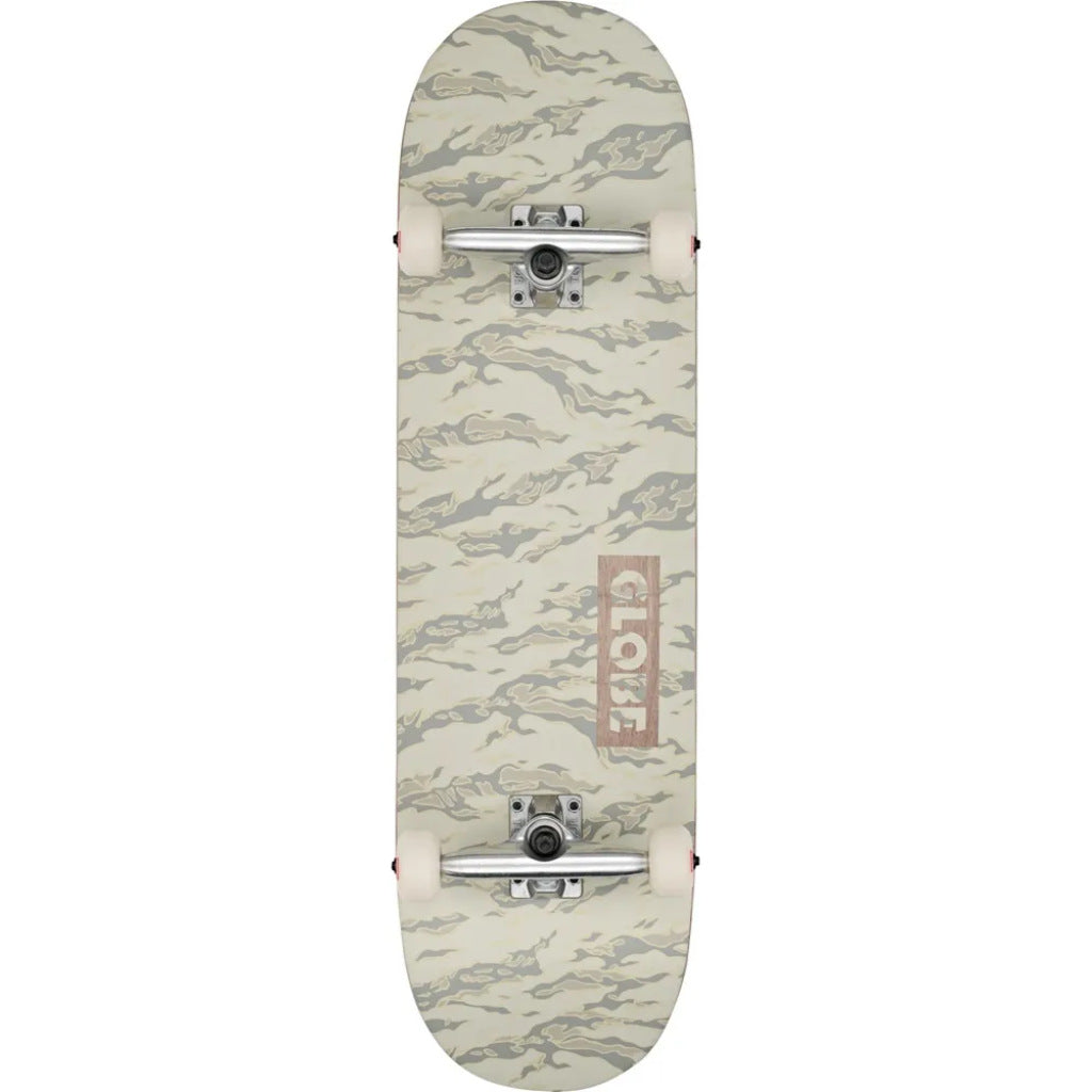 Globe Goodstock Complete Skateboard - 8.75" Vintage White Camo | Shop skateboards online with Pavement Skate Store with free Aotearoa NZ shipping over $100*!