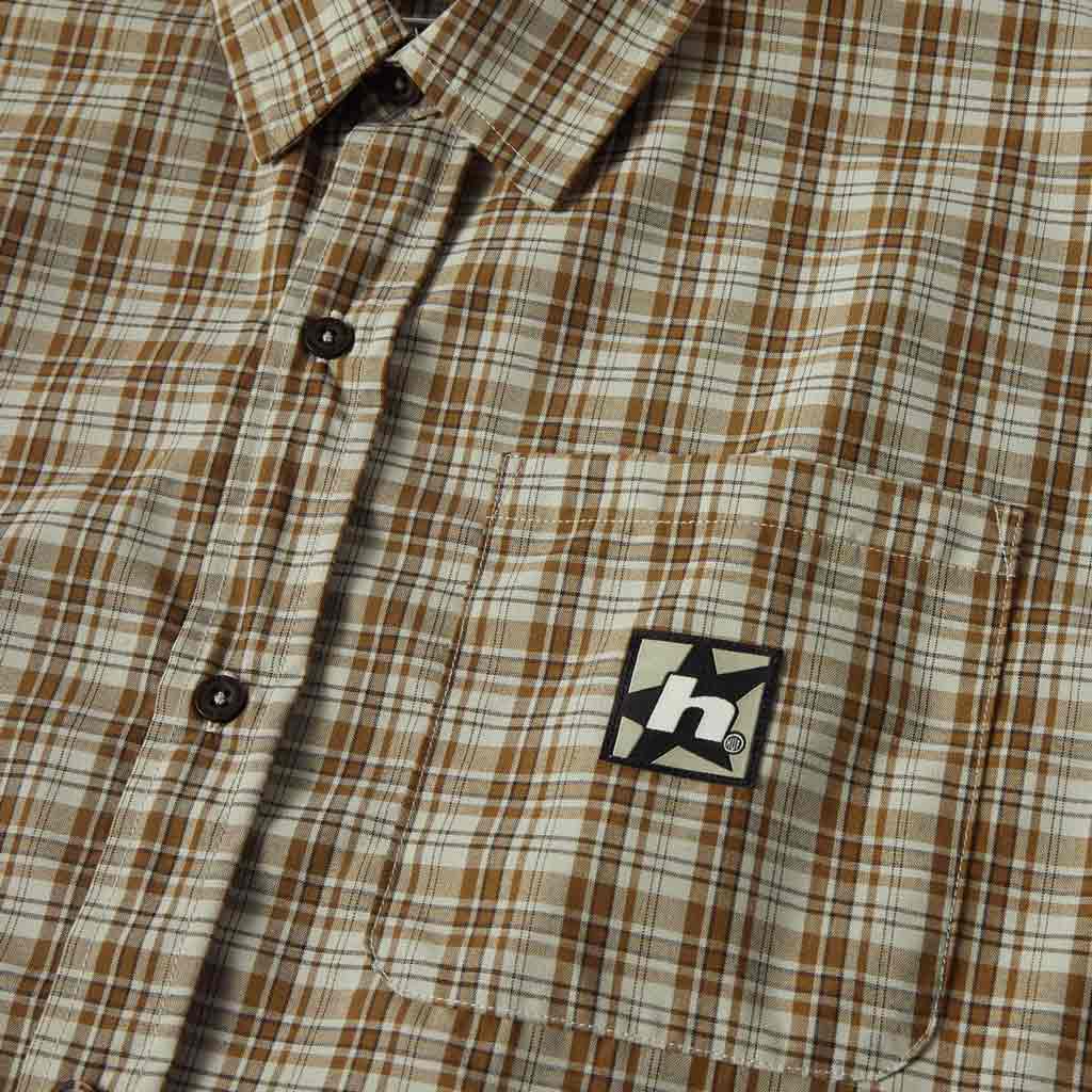 HUF H STAR PLAID S/S SHIRT - PUTTY