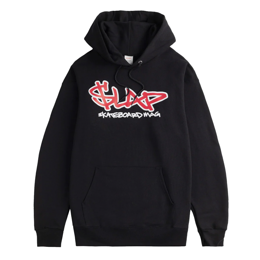 Slap Cash Logo Hood - Black. Regular fit, Cotton / polyester blend fleece. Screen printed. Free NZ shipping when you spend over $100 on your Project Pargo order. Dunedin's locally owned and operated skate store, Pavement. 
